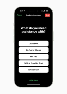 The iPhone 15 features Roadside Assistance, a satellite-powered feature that allows users to contact AAA without access to cellular service or Wifi.  Apple